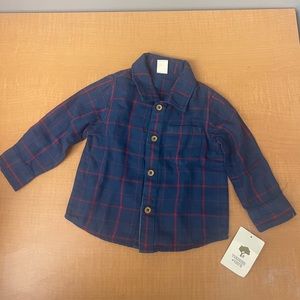 NWT Tucker + Tate Plaid Button Down Long Sleeve Shirt for Baby- Size 9 month